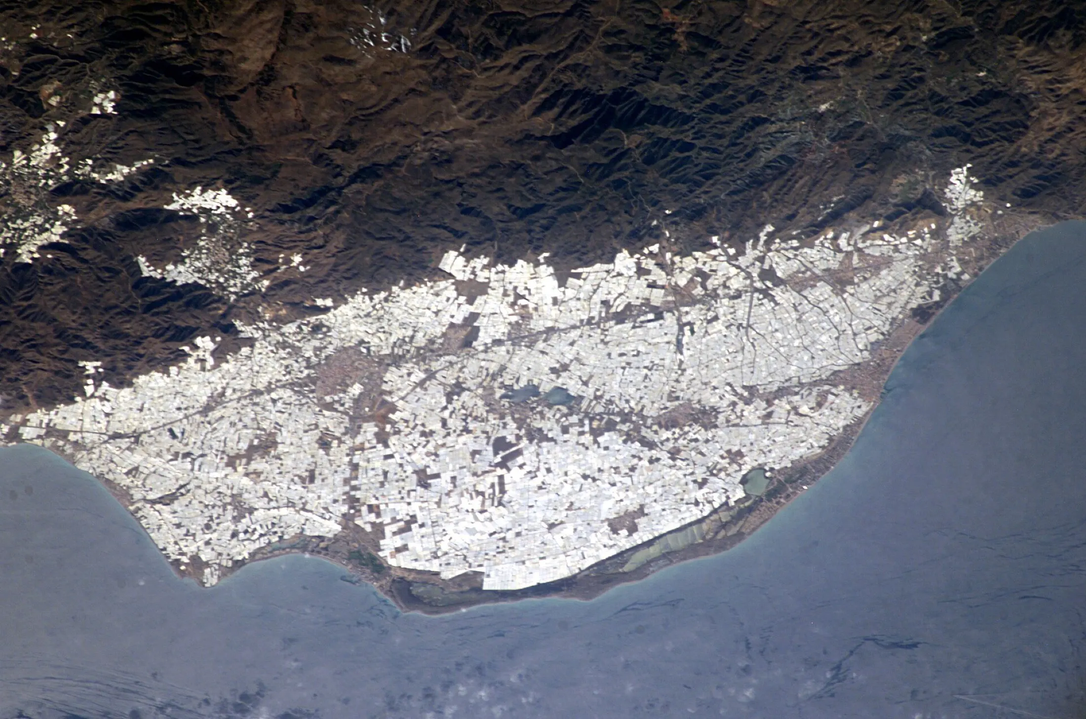 Los invernaderos del Poniente almeriense vistos desde el espacio